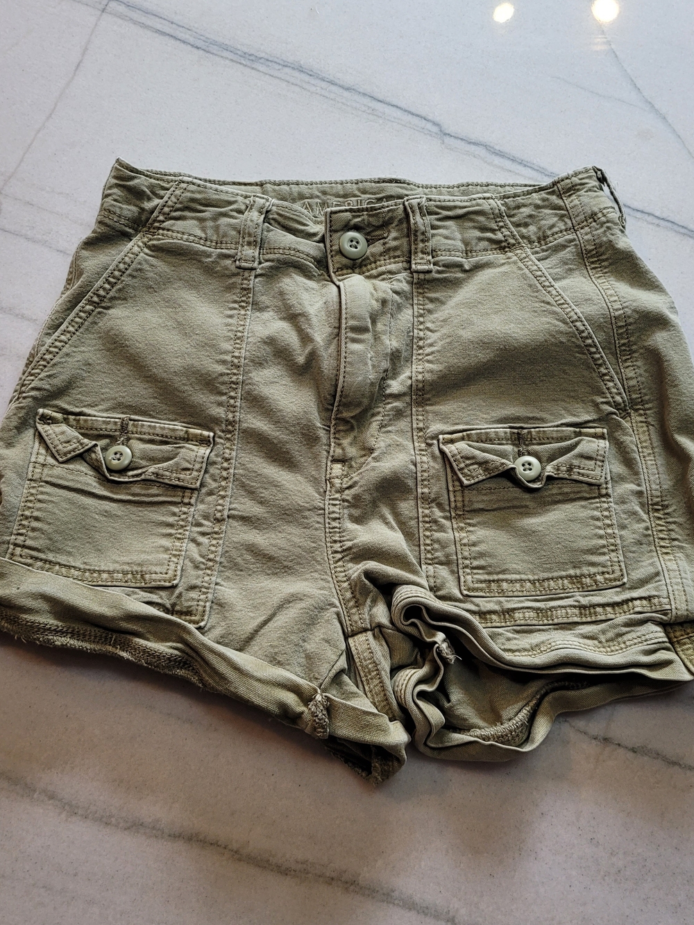 American Eagle Casual Olive Green Women's Cargo Shorts